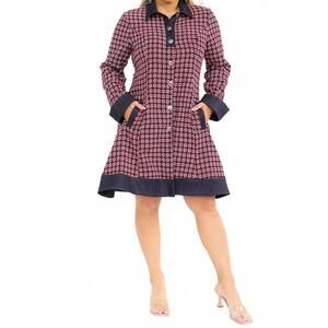 NEW KAREN T DESIGN plaid coat dress in red